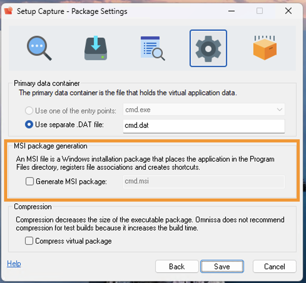 MSI package generation