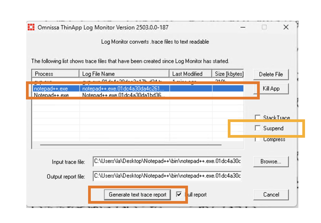 Log Monitor Suspend